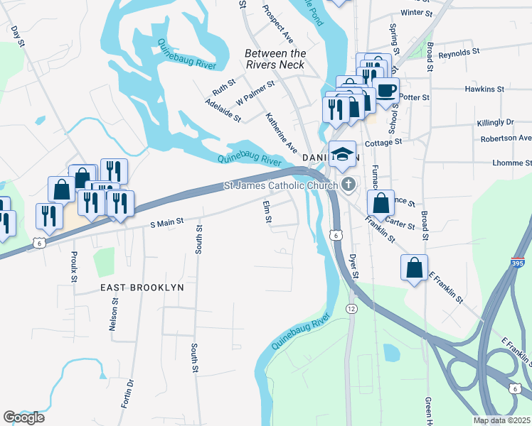 map of restaurants, bars, coffee shops, grocery stores, and more near 157 South Main Street in Brooklyn