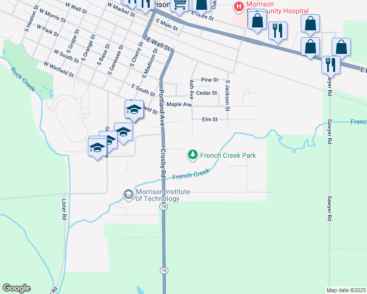 map of restaurants, bars, coffee shops, grocery stores, and more near in Morrison