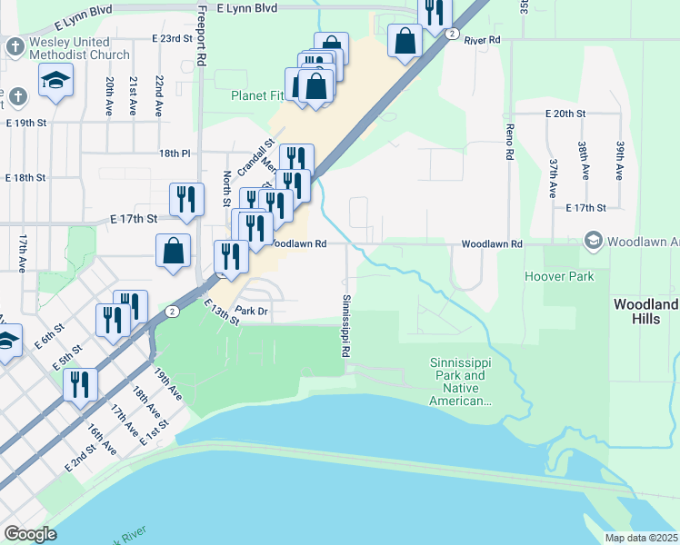 map of restaurants, bars, coffee shops, grocery stores, and more near 1311 Sinnissippi Road in Sterling