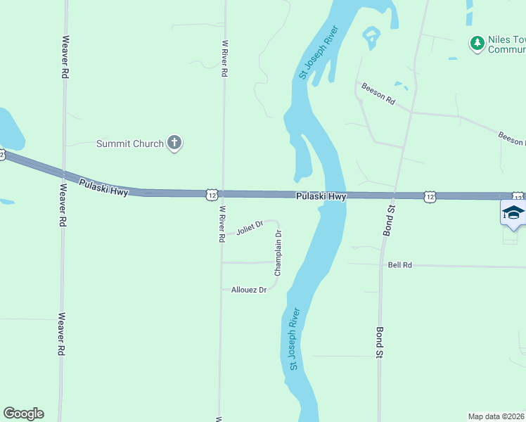 map of restaurants, bars, coffee shops, grocery stores, and more near 1015 Joliet Drive in Niles