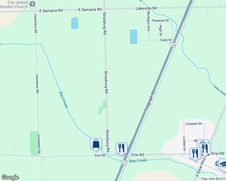 map of restaurants, bars, coffee shops, grocery stores, and more near 10188 Strasburg Road in Erie