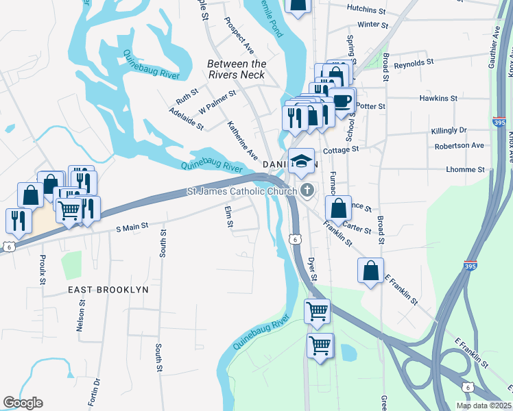 map of restaurants, bars, coffee shops, grocery stores, and more near 12 Tiffany Street in Brooklyn