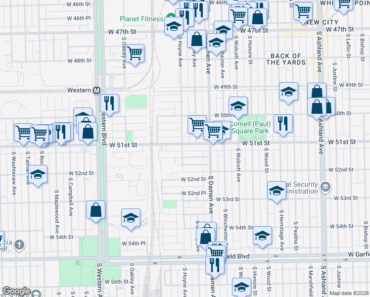 map of restaurants, bars, coffee shops, grocery stores, and more near in Chicago