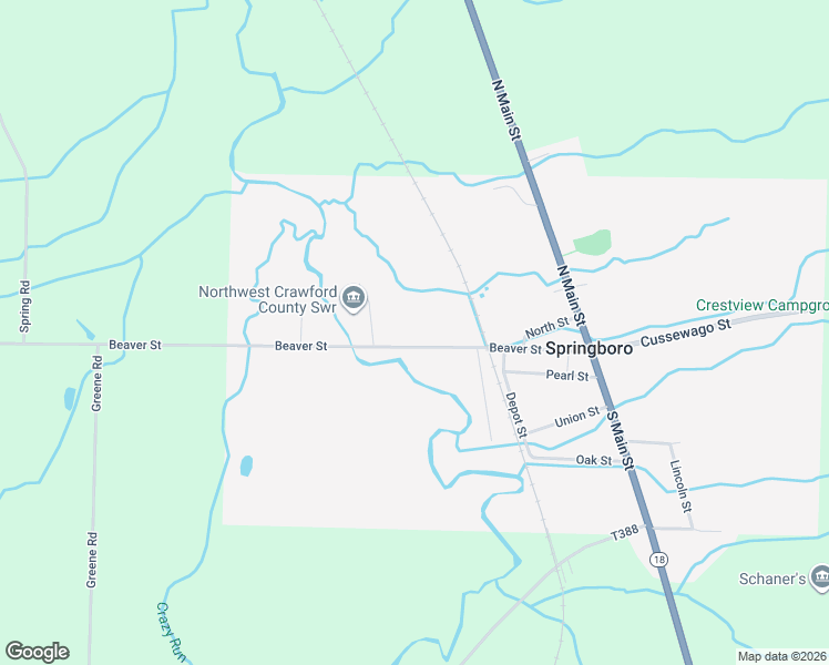 map of restaurants, bars, coffee shops, grocery stores, and more near 172-186 Beaver Street in Springboro