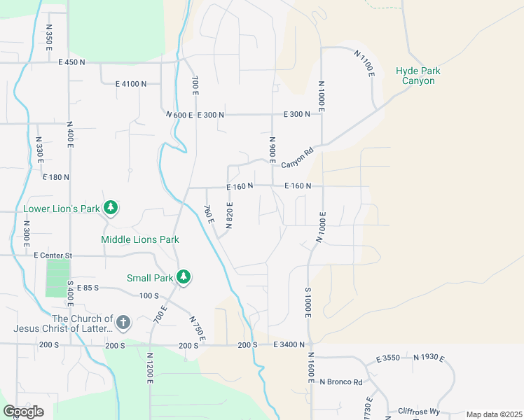 map of restaurants, bars, coffee shops, grocery stores, and more near 866 East 130 North in Hyde Park