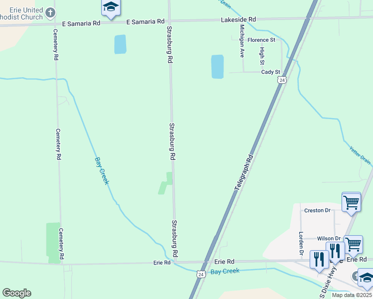 map of restaurants, bars, coffee shops, grocery stores, and more near 10188 Strasburg Road in Erie