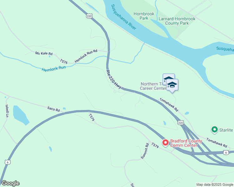 map of restaurants, bars, coffee shops, grocery stores, and more near 41 Crystal Lane in Towanda