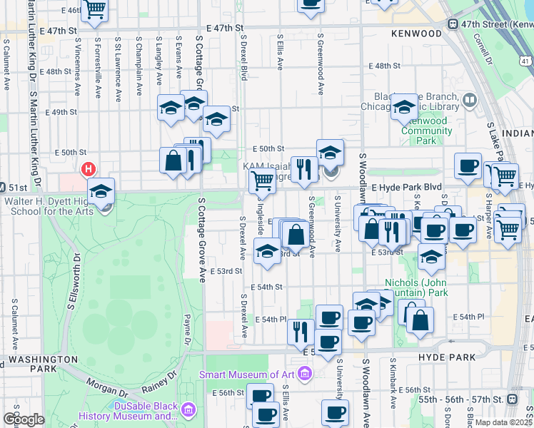 map of restaurants, bars, coffee shops, grocery stores, and more near in Chicago