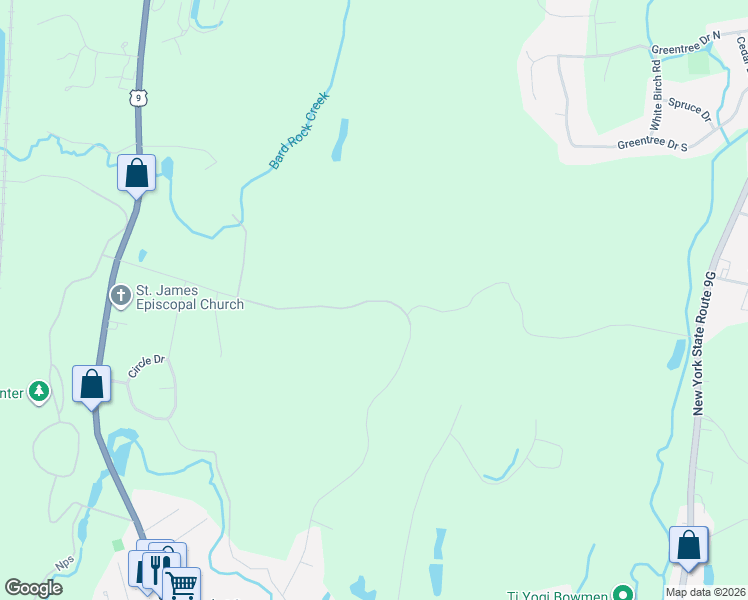 map of restaurants, bars, coffee shops, grocery stores, and more near 45 Hudson Dr in Dutchess