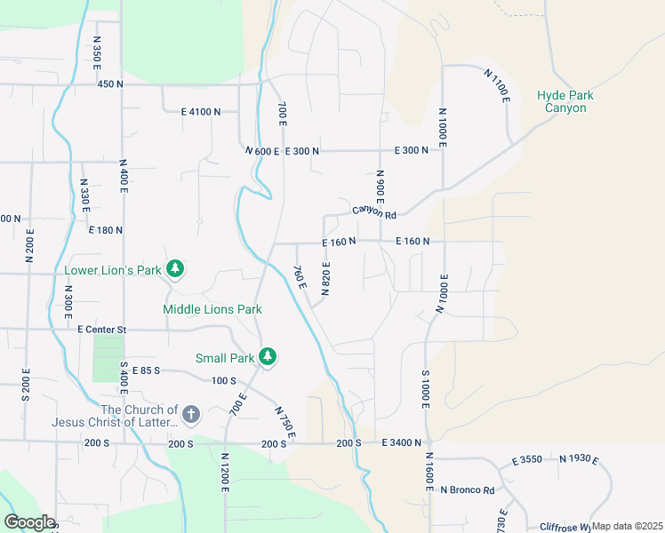 map of restaurants, bars, coffee shops, grocery stores, and more near 116 North 820 East in Hyde Park
