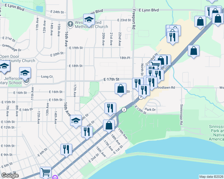map of restaurants, bars, coffee shops, grocery stores, and more near 2013 East Le Fevre Road in Sterling