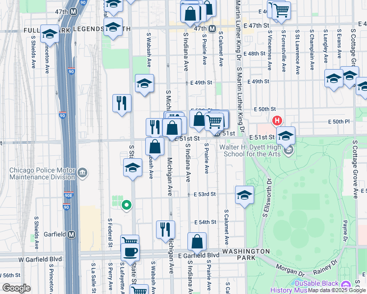 map of restaurants, bars, coffee shops, grocery stores, and more near in Chicago