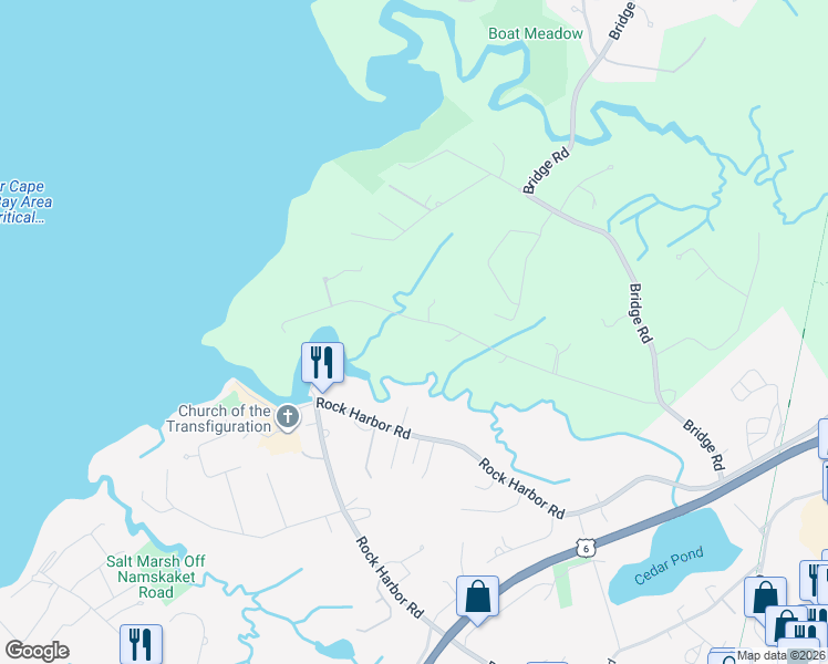 map of restaurants, bars, coffee shops, grocery stores, and more near 339 Dyer Prince Road in Eastham