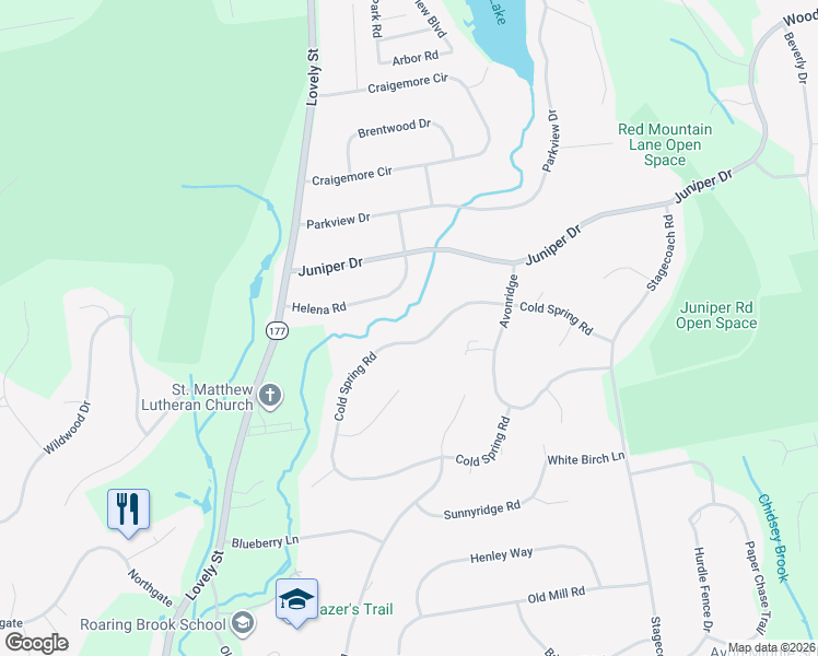 map of restaurants, bars, coffee shops, grocery stores, and more near 96 Cold Spring Road in Avon