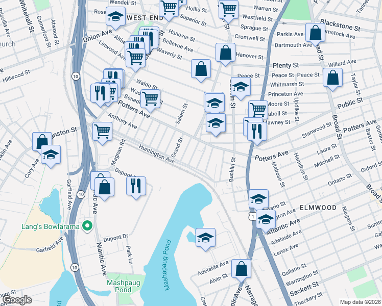 map of restaurants, bars, coffee shops, grocery stores, and more near 26 Plymouth Street in Providence