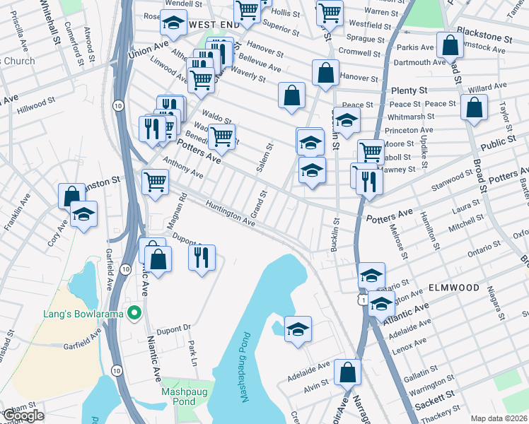map of restaurants, bars, coffee shops, grocery stores, and more near 26 Plymouth Street in Providence