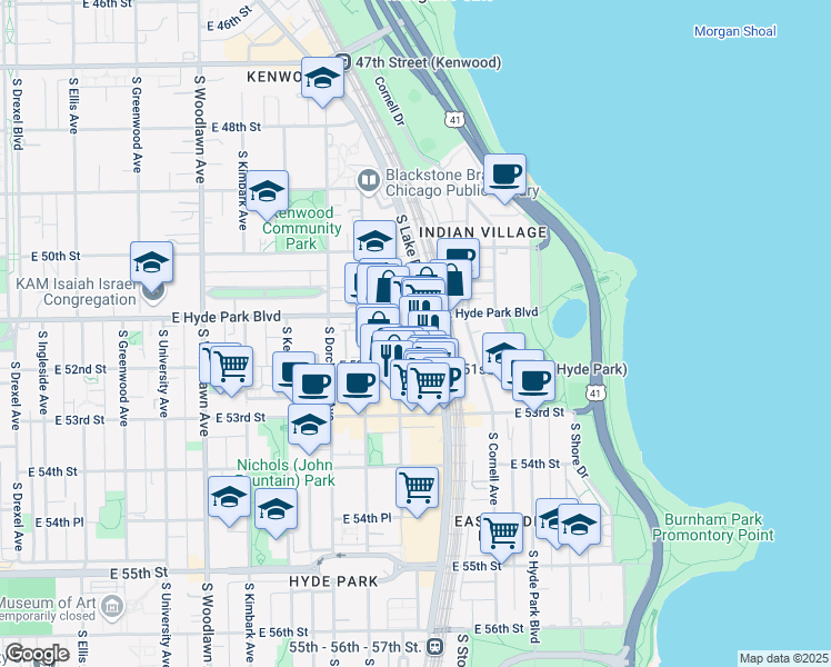 map of restaurants, bars, coffee shops, grocery stores, and more near in Chicago