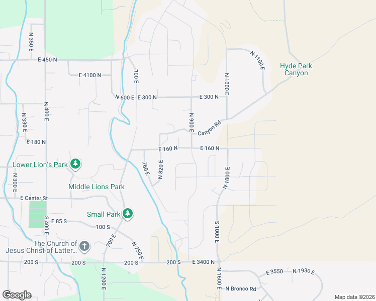 map of restaurants, bars, coffee shops, grocery stores, and more near 882 East 160 North in Hyde Park