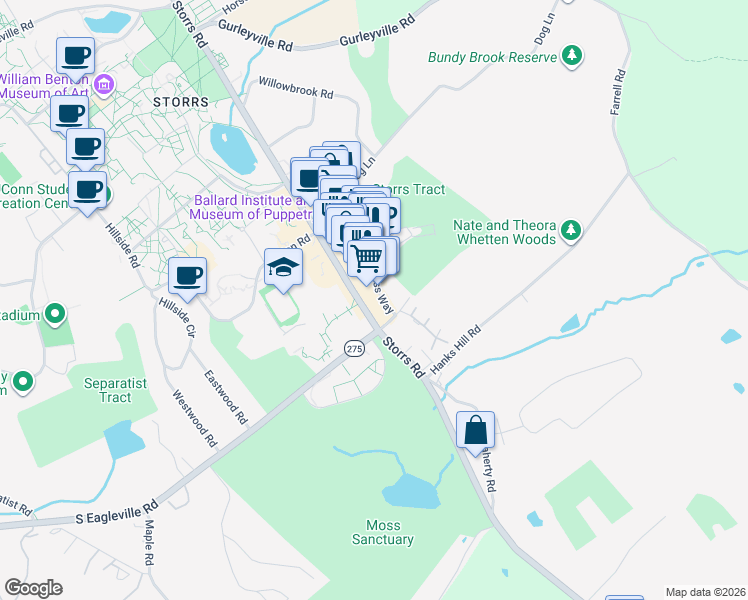 map of restaurants, bars, coffee shops, grocery stores, and more near in Mansfield