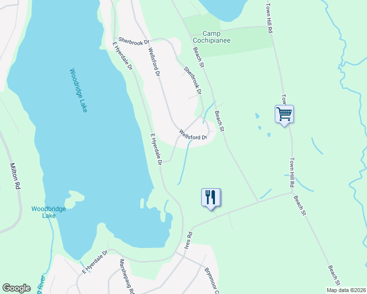 map of restaurants, bars, coffee shops, grocery stores, and more near 173 Sherbrook Drive in Goshen