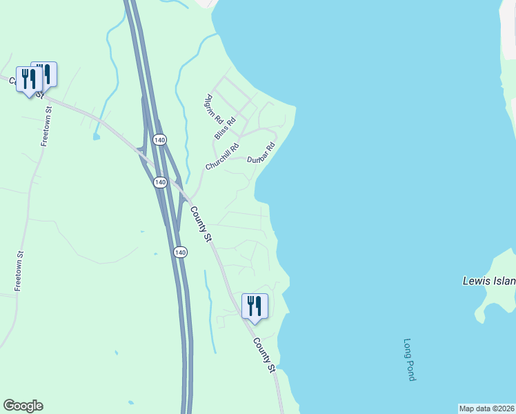 map of restaurants, bars, coffee shops, grocery stores, and more near 15 Charles Street in Lakeville