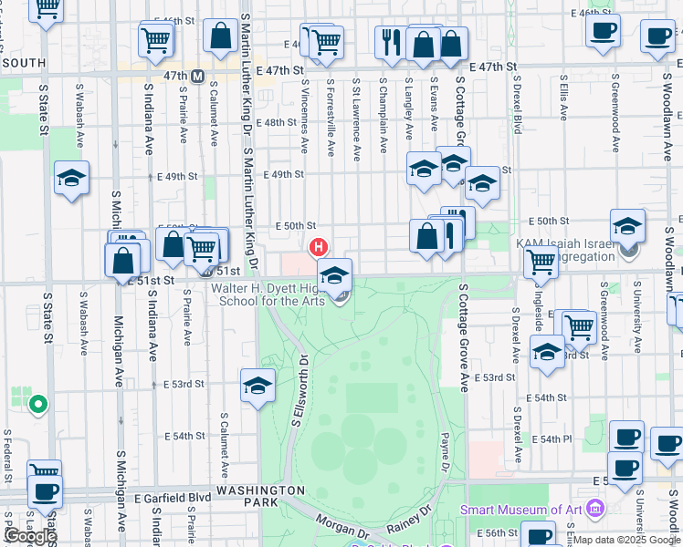 map of restaurants, bars, coffee shops, grocery stores, and more near in Chicago