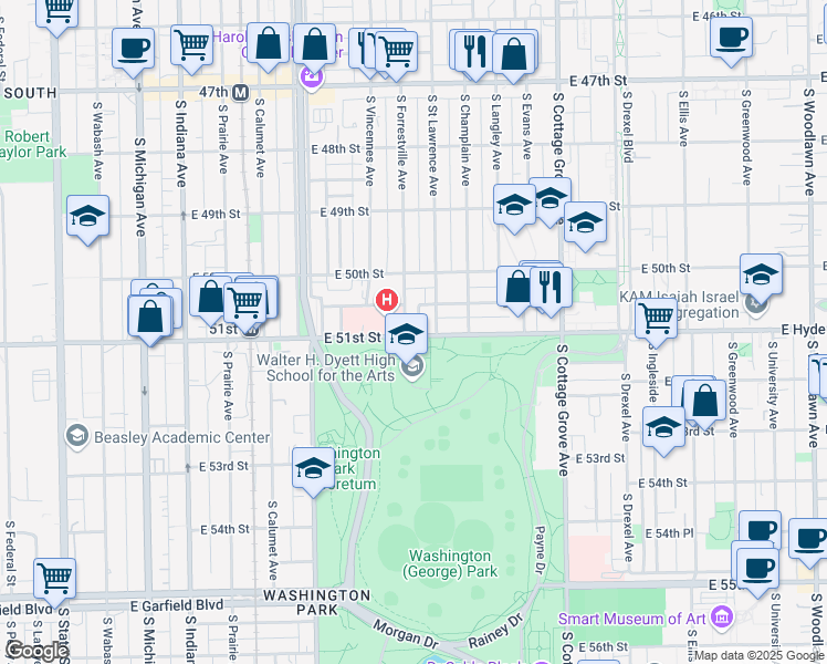 map of restaurants, bars, coffee shops, grocery stores, and more near in Chicago
