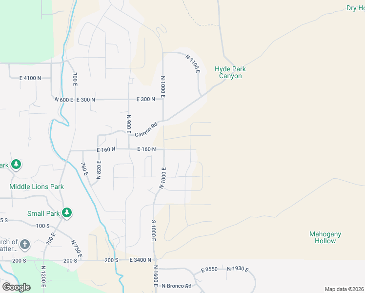 map of restaurants, bars, coffee shops, grocery stores, and more near 1071 East 160 North in Hyde Park