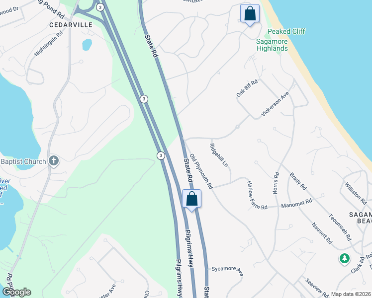 map of restaurants, bars, coffee shops, grocery stores, and more near 180 State Road in Bourne