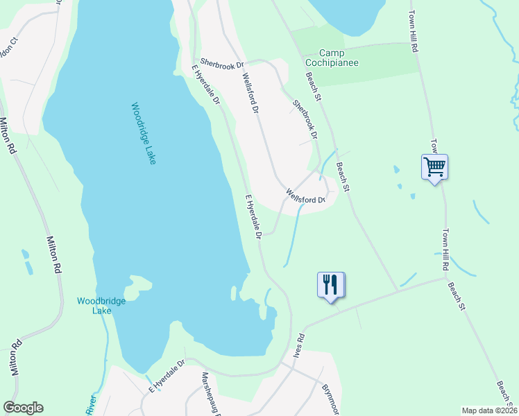 map of restaurants, bars, coffee shops, grocery stores, and more near 194 Sherbrook Drive in Goshen