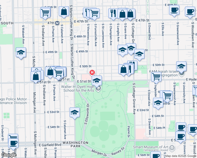 map of restaurants, bars, coffee shops, grocery stores, and more near in Chicago