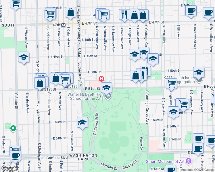map of restaurants, bars, coffee shops, grocery stores, and more near in Chicago
