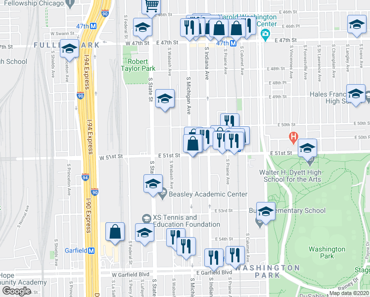 map of restaurants, bars, coffee shops, grocery stores, and more near in Chicago