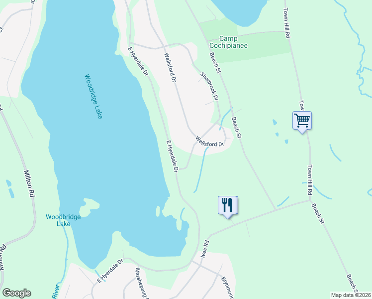 map of restaurants, bars, coffee shops, grocery stores, and more near 173 Sherbrook Drive in Goshen