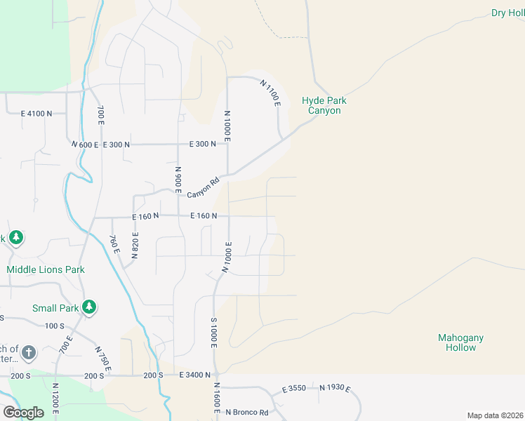 map of restaurants, bars, coffee shops, grocery stores, and more near 1087 East 160 North in Hyde Park