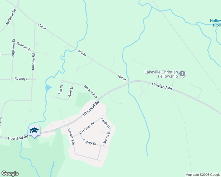 map of restaurants, bars, coffee shops, grocery stores, and more near 5 Howland Road in Lakeville