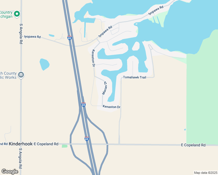 map of restaurants, bars, coffee shops, grocery stores, and more near 748 Tomahawk Trail in Coldwater