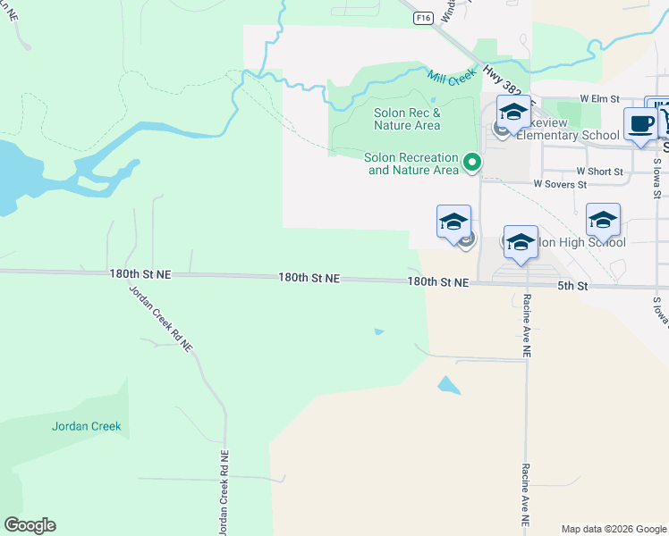 map of restaurants, bars, coffee shops, grocery stores, and more near 4338 180th Street Northeast in Solon