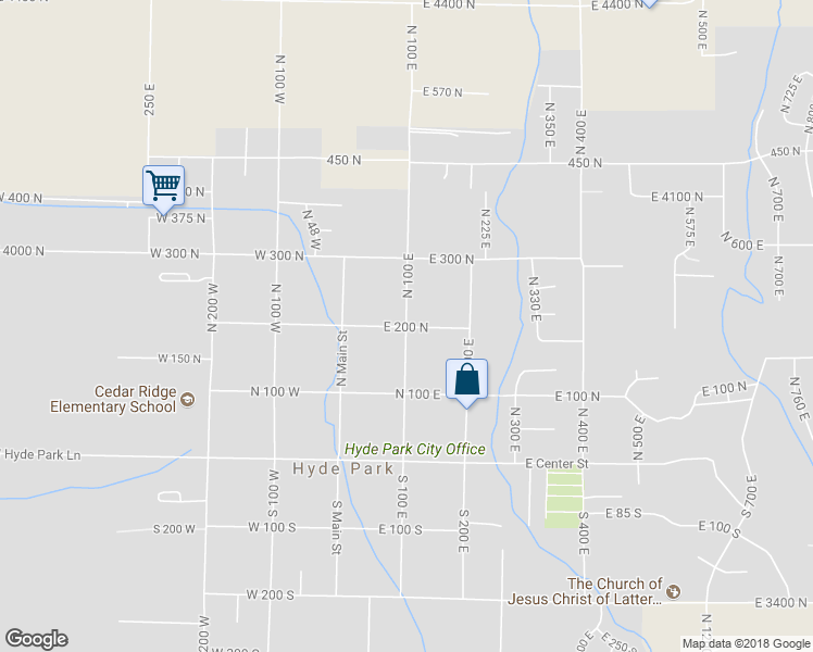 map of restaurants, bars, coffee shops, grocery stores, and more near 101 East 200 North in Hyde Park