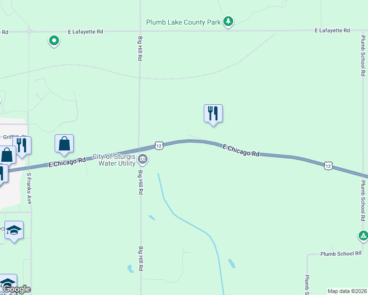 map of restaurants, bars, coffee shops, grocery stores, and more near 29251 U.S. 12 in Sturgis