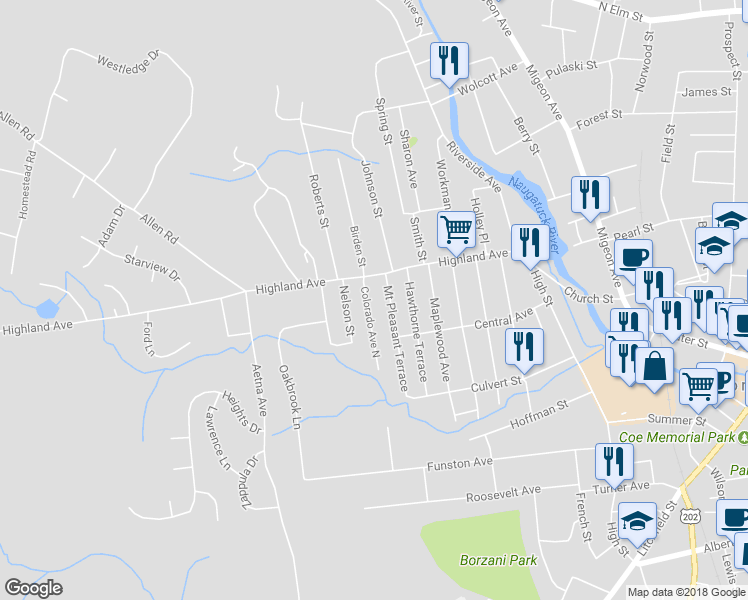 map of restaurants, bars, coffee shops, grocery stores, and more near 37 Colorado Avenue North in Torrington