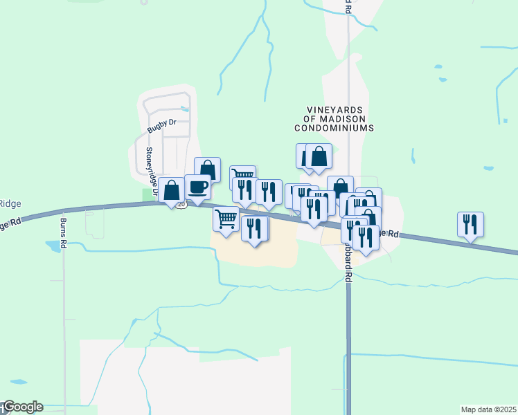 map of restaurants, bars, coffee shops, grocery stores, and more near 2601 Derubertis Drive in Madison