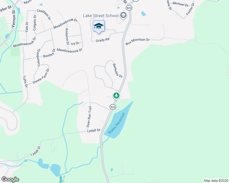 map of restaurants, bars, coffee shops, grocery stores, and more near 345 Lake Street in Vernon