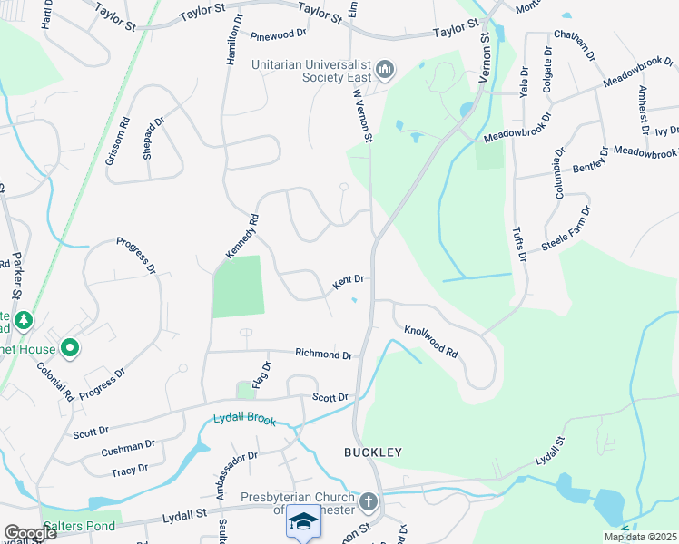 map of restaurants, bars, coffee shops, grocery stores, and more near 137 Kent Drive in Manchester