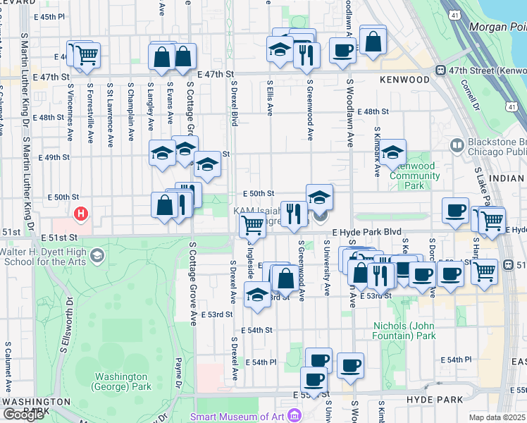 map of restaurants, bars, coffee shops, grocery stores, and more near in Chicago