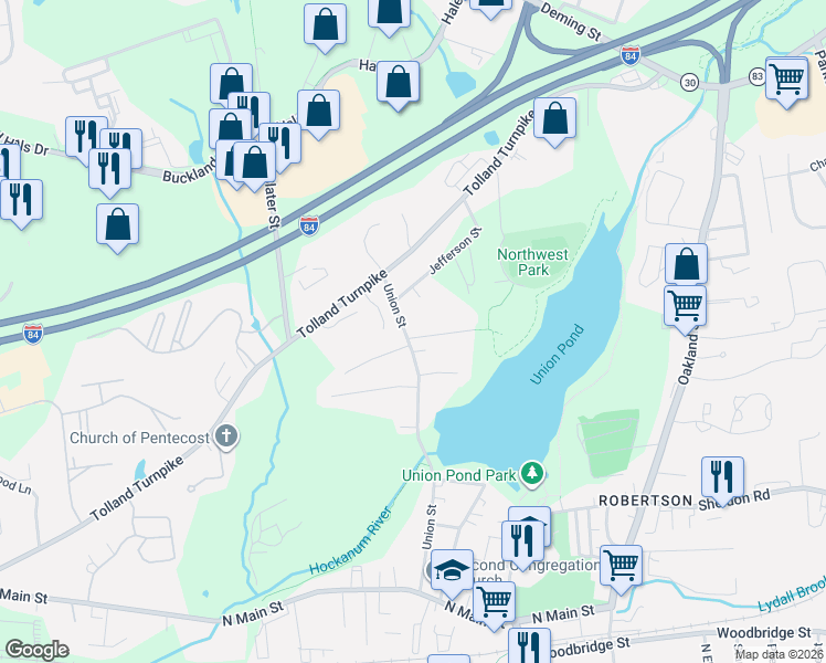 map of restaurants, bars, coffee shops, grocery stores, and more near 217 Union Street in Manchester