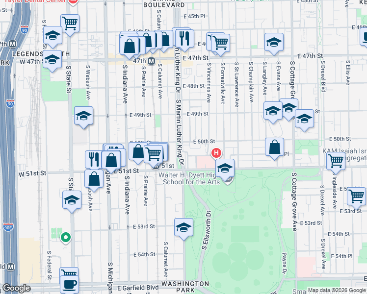 map of restaurants, bars, coffee shops, grocery stores, and more near in Chicago