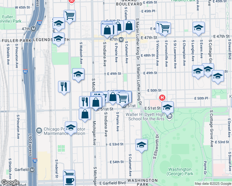 map of restaurants, bars, coffee shops, grocery stores, and more near in Chicago