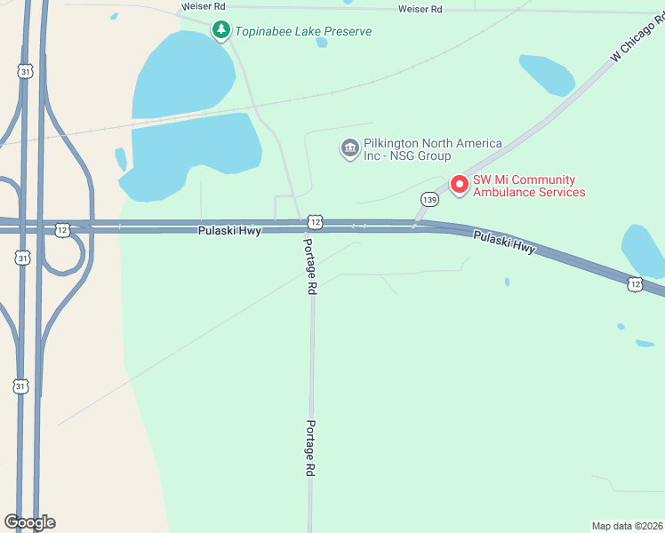 map of restaurants, bars, coffee shops, grocery stores, and more near 1755 Portage Road in Niles