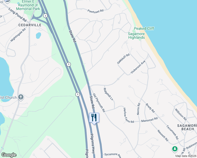 map of restaurants, bars, coffee shops, grocery stores, and more near 25 Village Green Road in Bourne